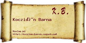 Koczián Barna névjegykártya